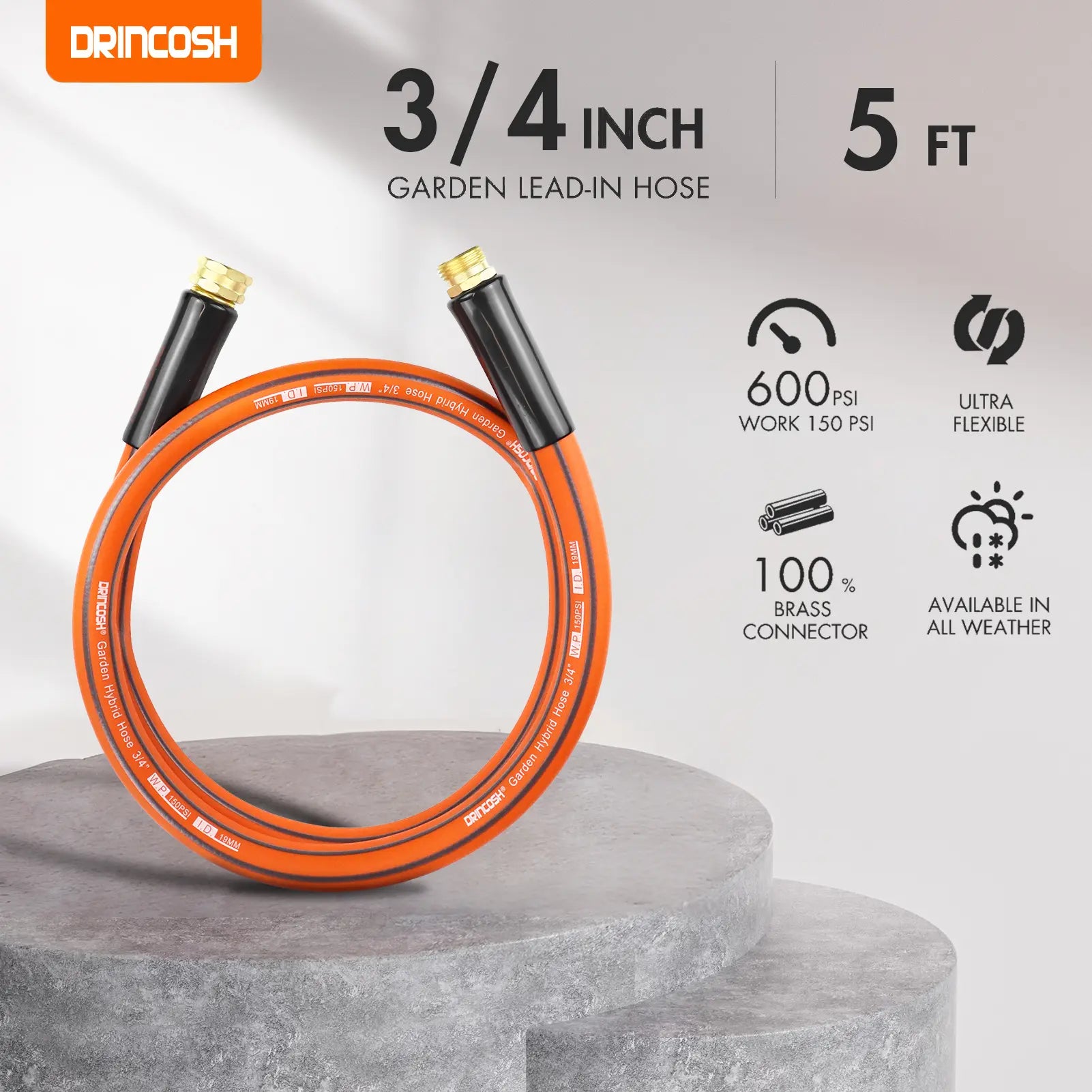 DRINCOSH 3/4” Garden Hose Connectors – Nickel-Plated Brass Fittings with Crush Resistance