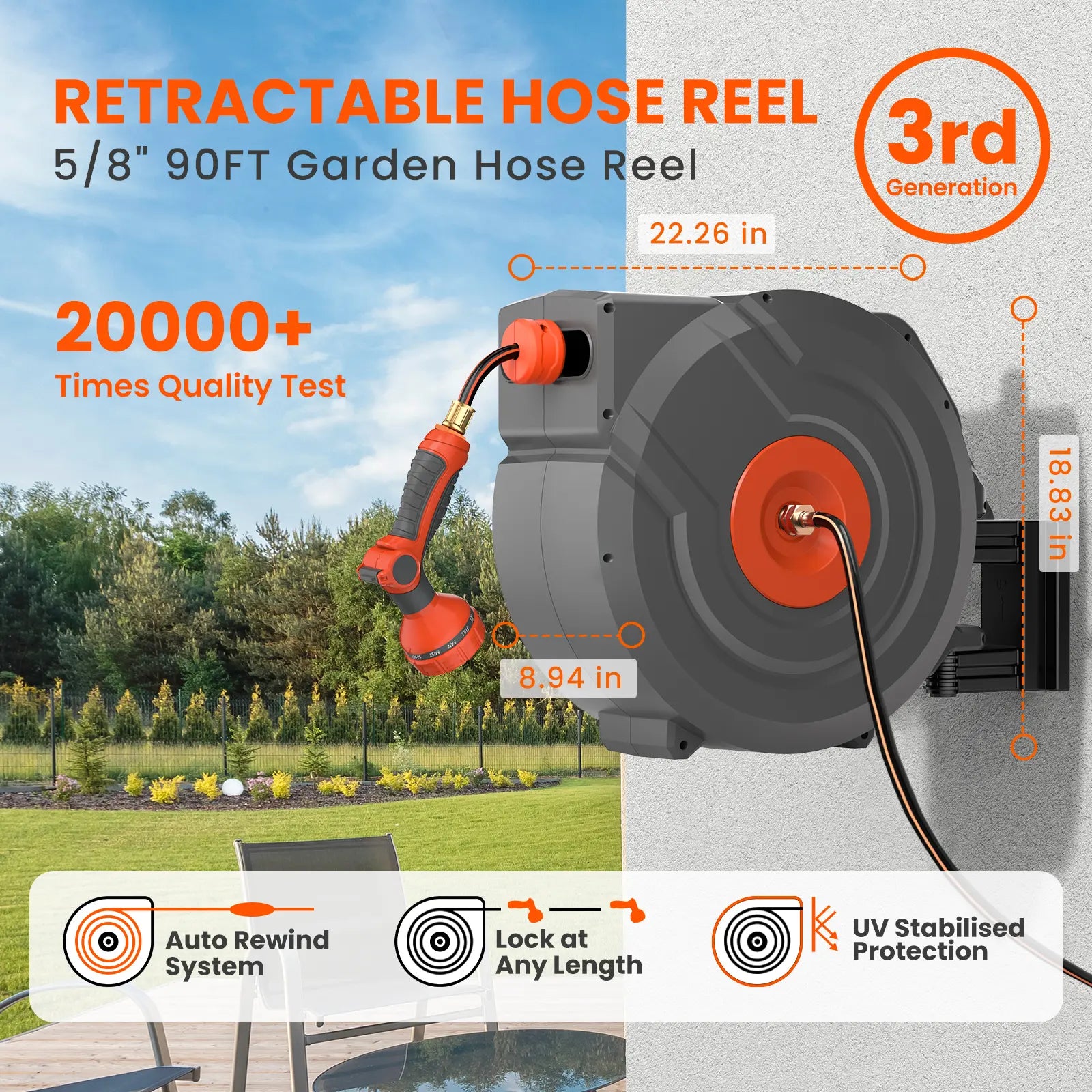 DRINCOSH G4058 Hose Reel Ceramic-Guided Kink-Proof Technology – 20,000+ Cycle Durability