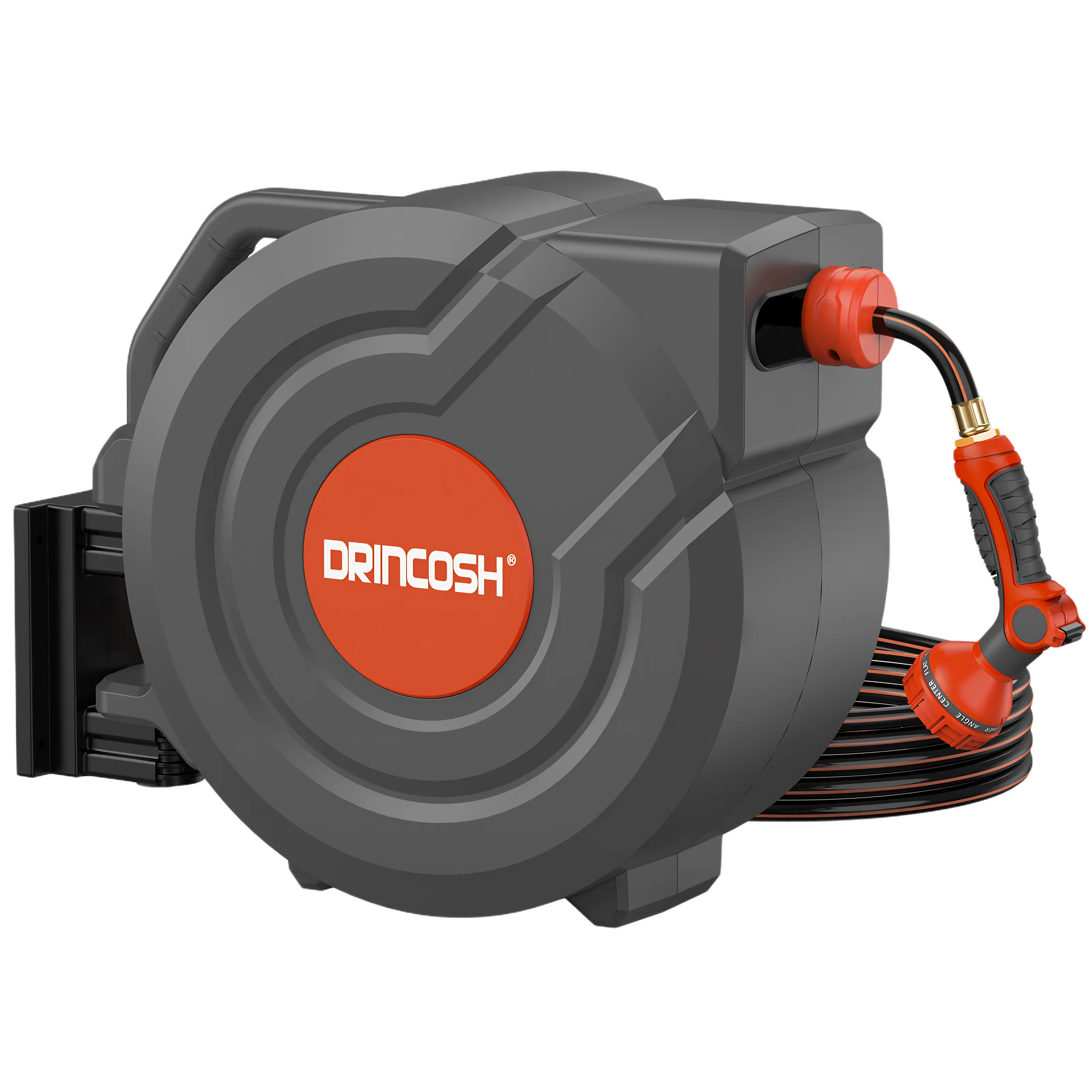 DRINCOSH G5012 Retractable Garden Hose Reel 1/2 155ft – Pro Series Wall-Mount with Slow-Return System