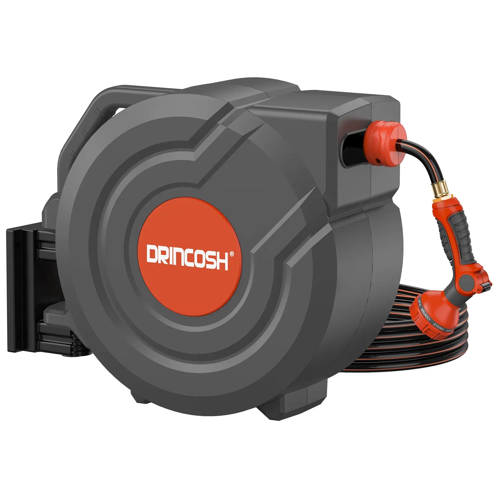 DRINCOSH G4058 Retractable Garden Hose Reel 5/8 90ft – Pro Series Wall-Mount with Slow-Return System