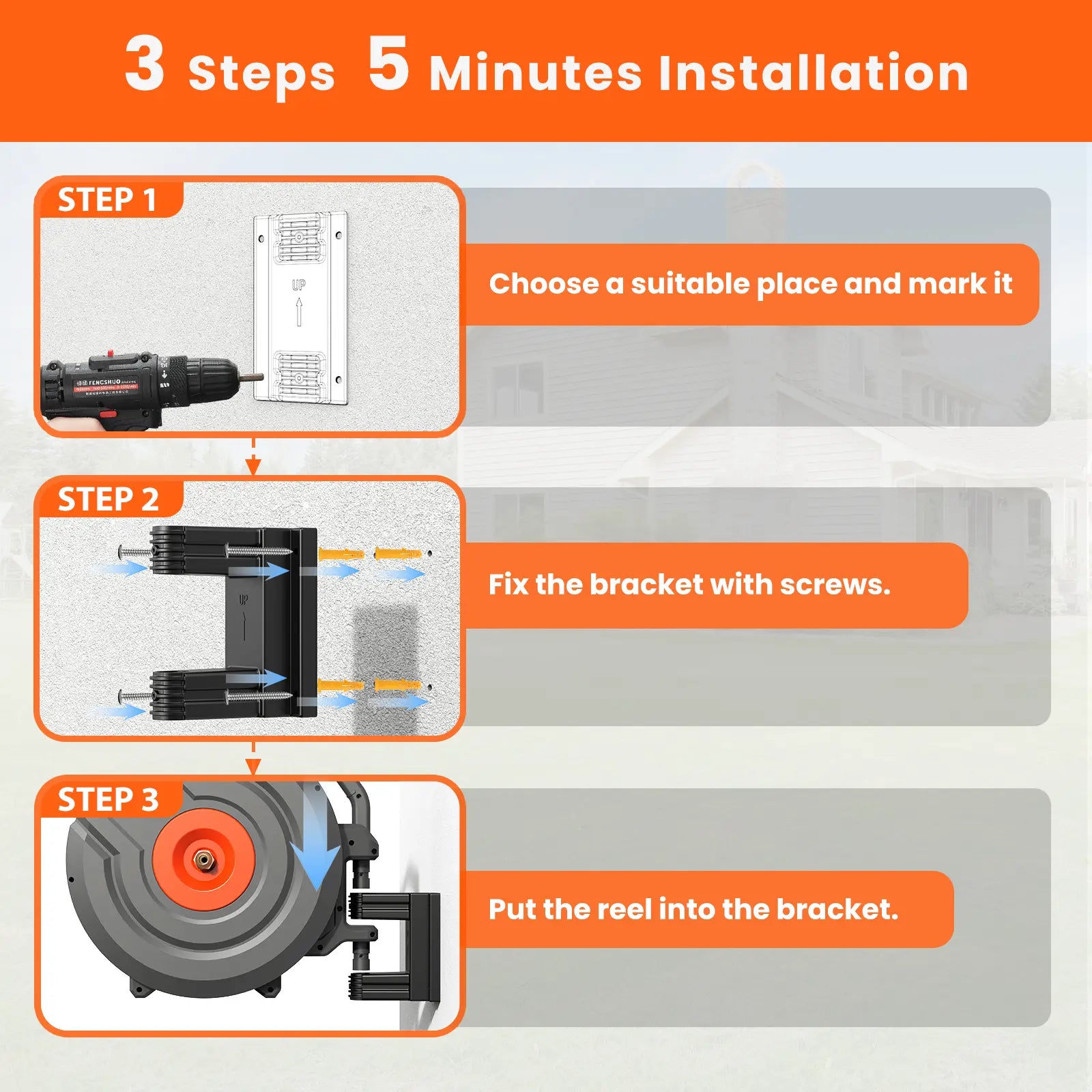 DRINCOSH 9-Pattern Spray Nozzle for G3012 Hose Reel – Adjustable Car Wash, Garden, and Pet Modes